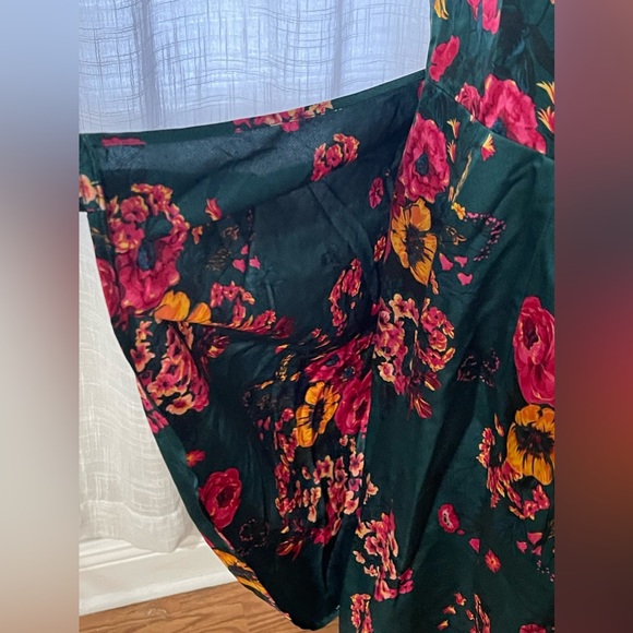 Tacera Green Floral Faux Wrap Midi Dress M - Picture 6 of 11